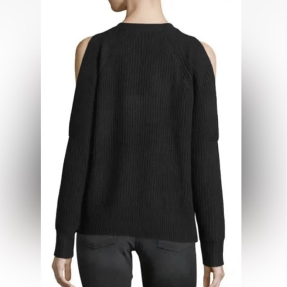 Neiman Marcus Black Cashmere Cold Shoulder Sweater Size S - Picture 3 of 8